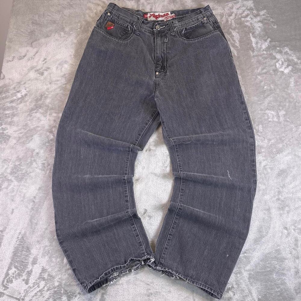 Vintage Akademiks Gray Jeans Men’s Size 34 Red Tab Baggy Denim